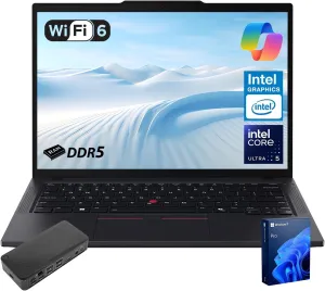 Lenovo ThinkPad T14 AI-Enhanced Business Laptop | 14" FHD  | Intel Core Ultra 5 125U | 16GB RAM | 1TB SSD | Wi-Fi 6E | Fingerprint | Backlit | W11P | Bundle with Targus USB-C 100W Docking Station