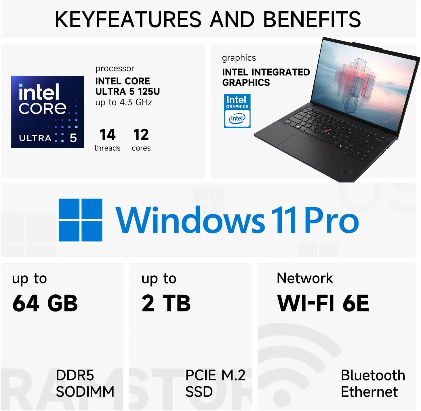 Lenovo ThinkPad T14 AI-Enhanced Business Laptop | 14" FHD  | Intel Core Ultra 5 125U | 16GB RAM | 1TB SSD | Wi-Fi 6E | Fingerprint | Backlit | W11P | Bundle with Targus USB-C 100W Docking Station