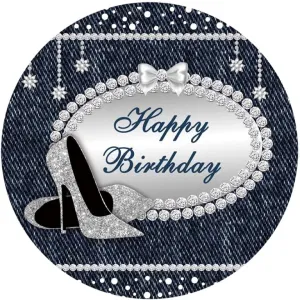 Leowefowa 1.5x1.5m Polyester Round Backdrop Quinceanera Birthday Backdrop High Heels Glitter Diamond Birthday Photography Background for Women Lady Party Decoration Photo Shoots Studio Props