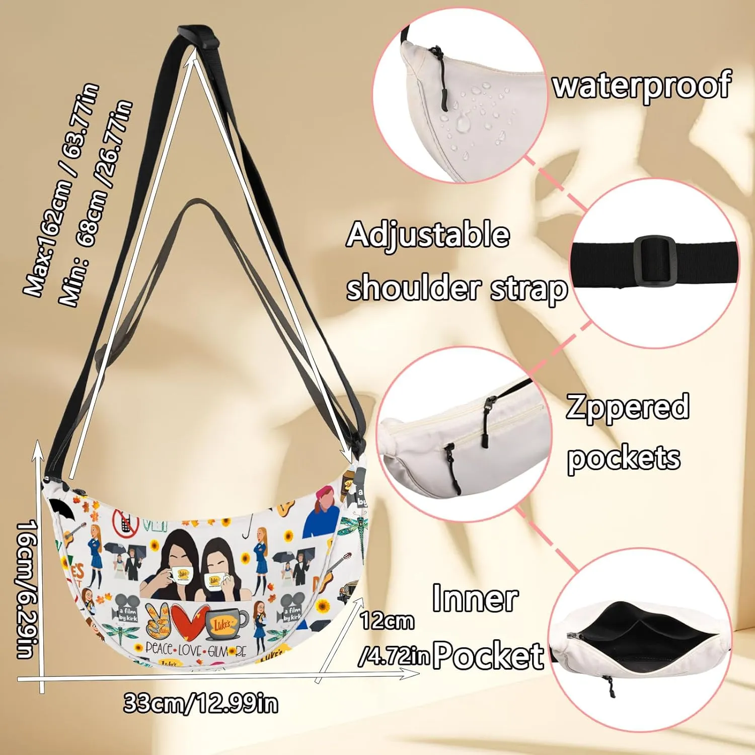 LEVLO Gilmore Luke's Crossbody Bag Luke's Fans Gift Peace Love Luke's Shoulder Bag Lorelai & Rory Merch