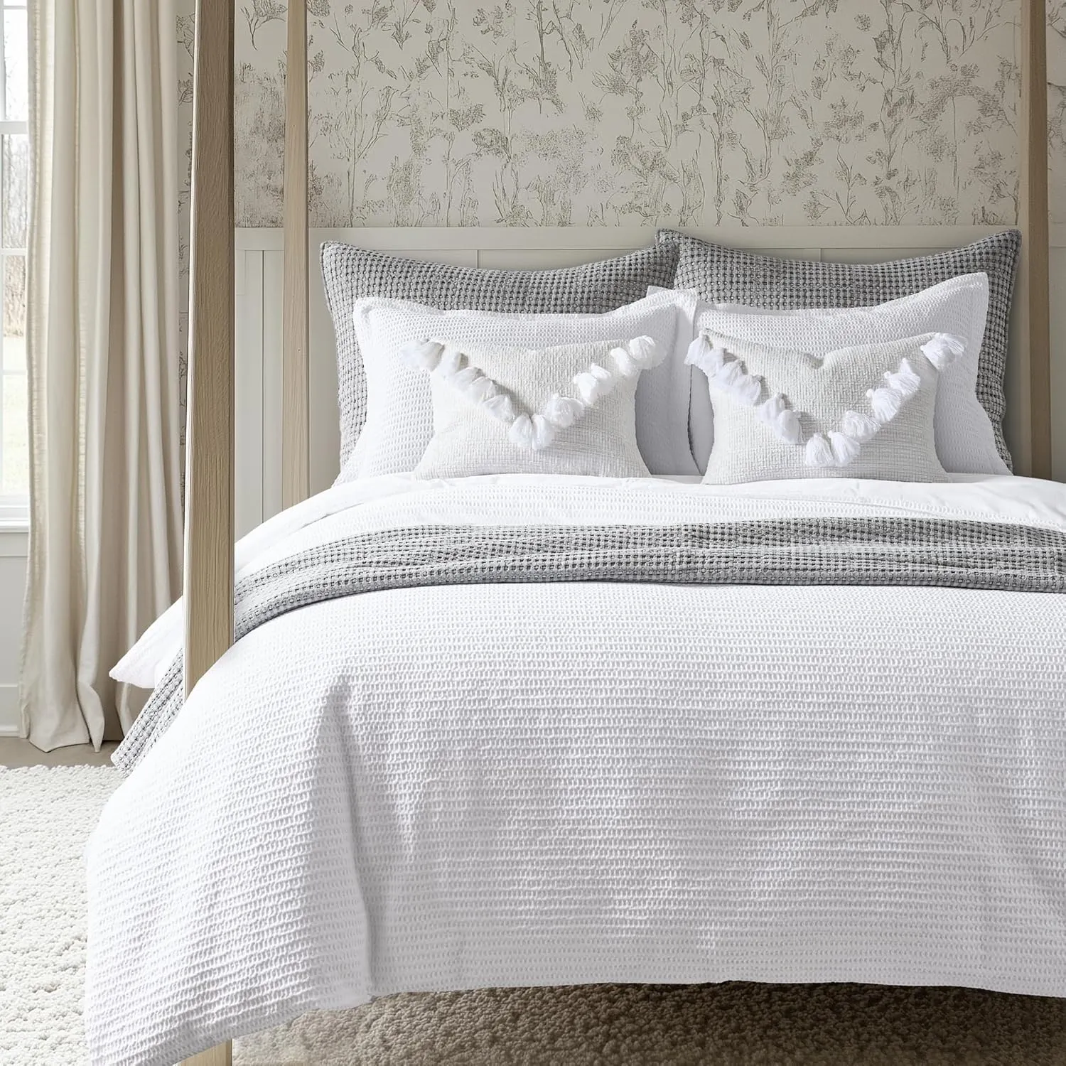 Levtex Home - Cloud Waffle Bright White Comforter Set - King Comforter (106 x 94in.)   Two King Pillow Cases (36 x 20in.) - Waffle Weave - Bright White - Cotton