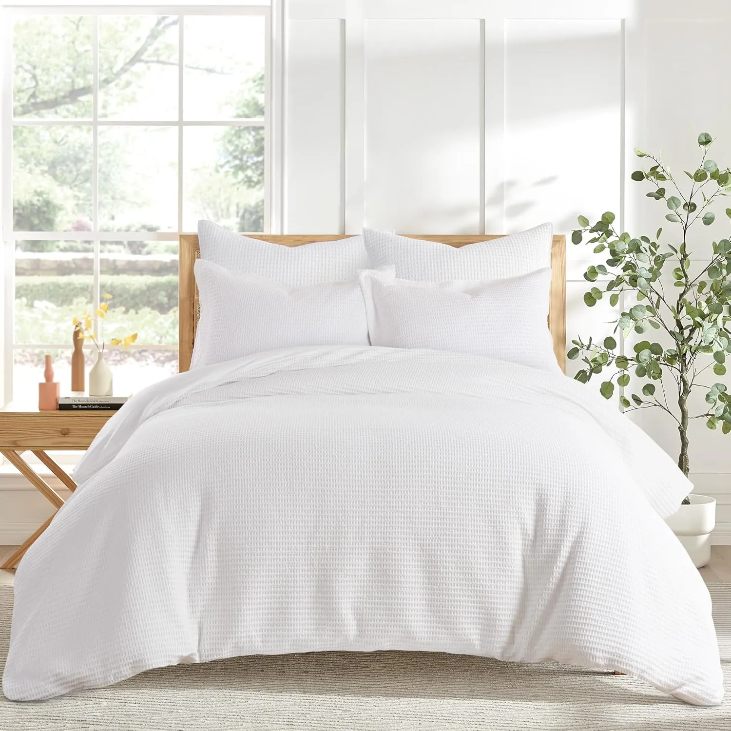 Levtex Home - Cloud Waffle Bright White Comforter Set - King Comforter (106 x 94in.)   Two King Pillow Cases (36 x 20in.) - Waffle Weave - Bright White - Cotton