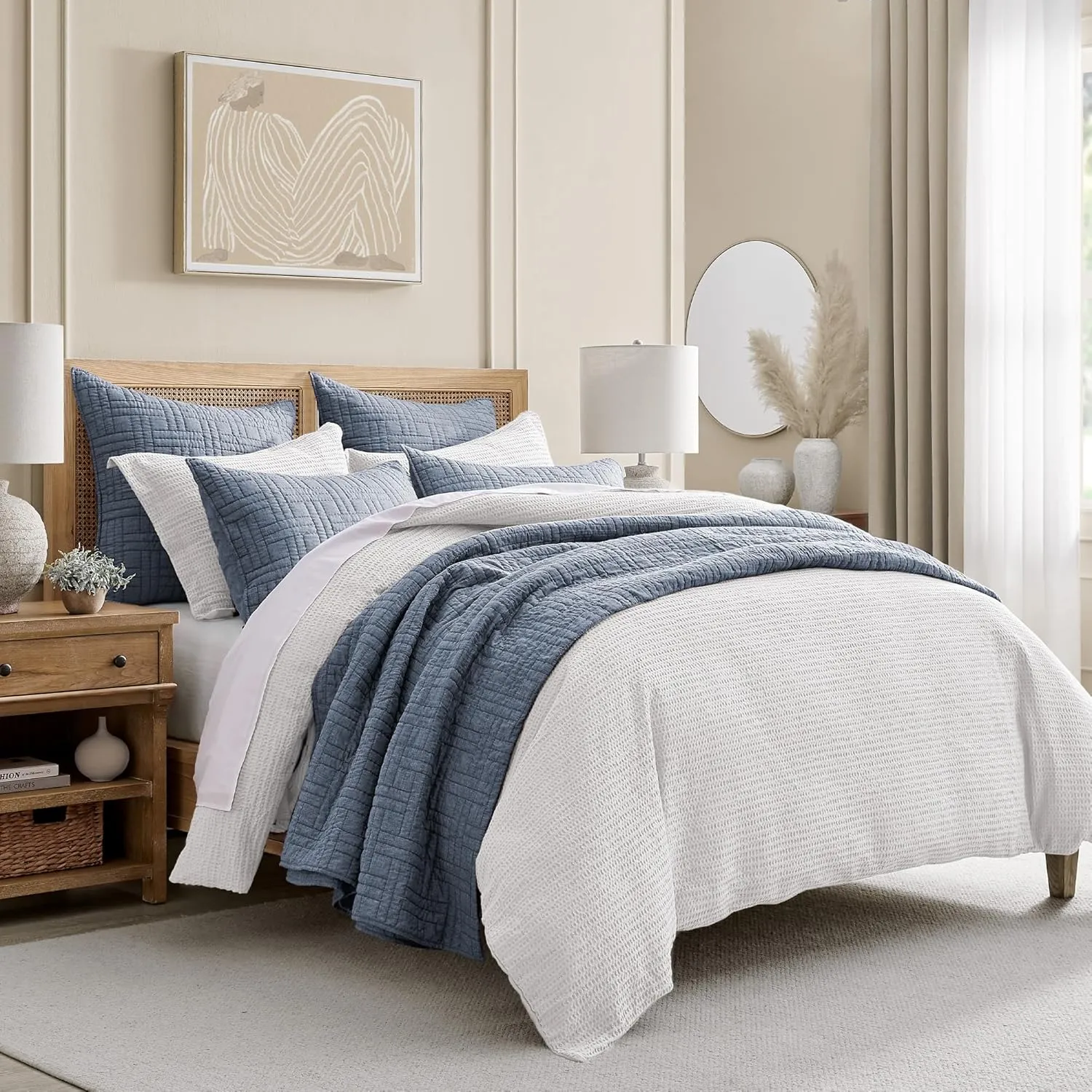 Levtex Home - Cloud Waffle Bright White Comforter Set - King Comforter (106 x 94in.)   Two King Pillow Cases (36 x 20in.) - Waffle Weave - Bright White - Cotton