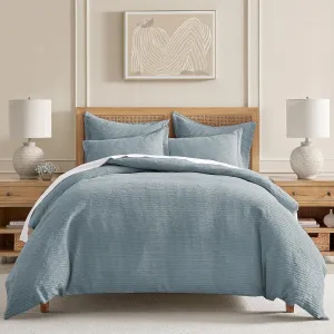 Levtex Home - Cloud Waffle Comforter Set - King Comforter   Two King Pillow Cases - Waffle Weave - Chambray - Comforter (106 x 94in.) and Pillow Case (36 x 20in.) - Cotton