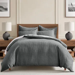 Levtex Home - Cloud Waffle Comforter Set - King Comforter   Two King Pillow Cases - Waffle Weave - Charcoal - Comforter (106 x 94in.) and Pillow Case (36 x 20in.) - Cotton