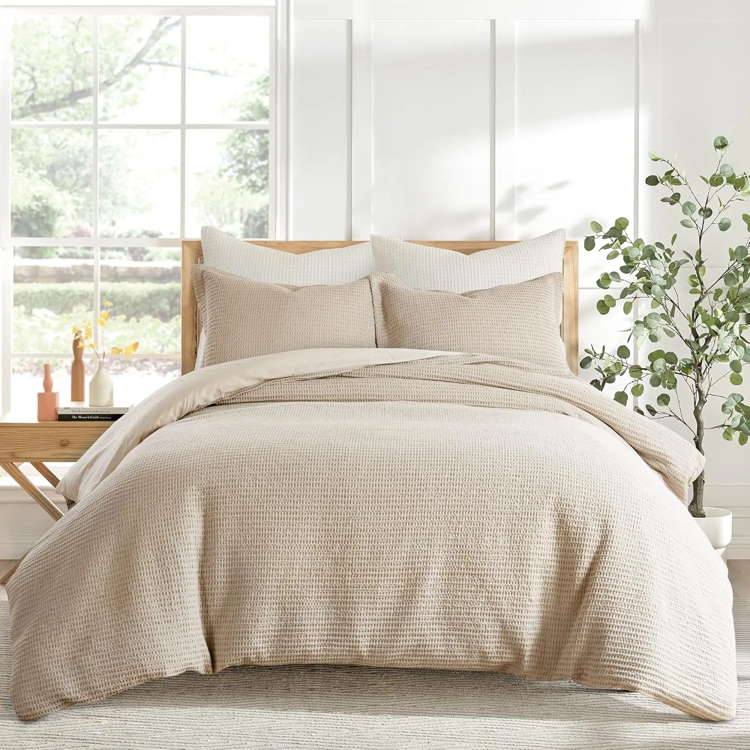 Levtex Home - Cloud Waffle Taupe Comforter Set - King Comforter   Two King Pillow Cases - Waffle Weave - Taupe - Comforter (106 x 94in.) and Pillow Case (36 x 20in.) - Cotton