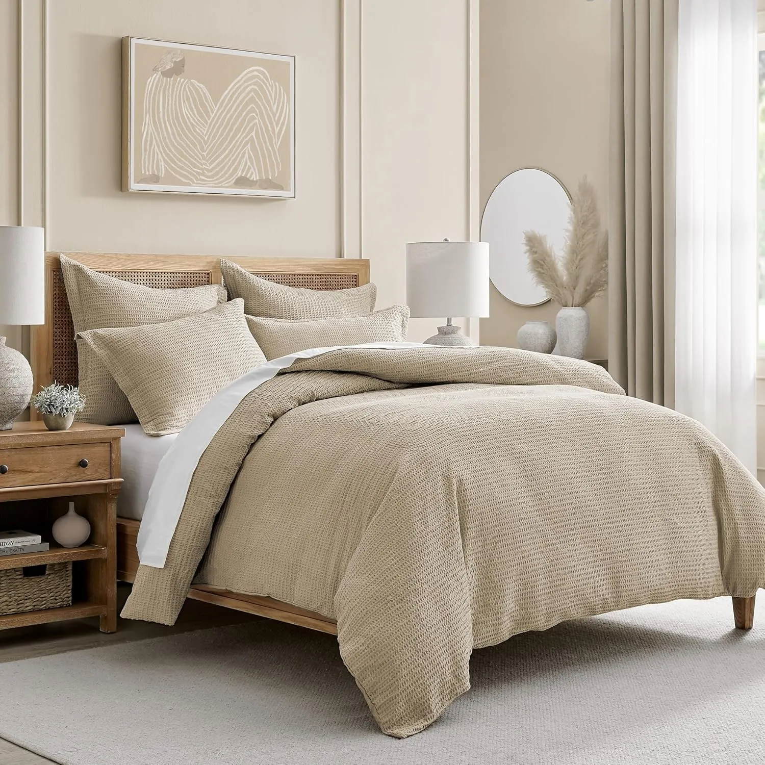 Levtex Home - Cloud Waffle Taupe Comforter Set - King Comforter   Two King Pillow Cases - Waffle Weave - Taupe - Comforter (106 x 94in.) and Pillow Case (36 x 20in.) - Cotton