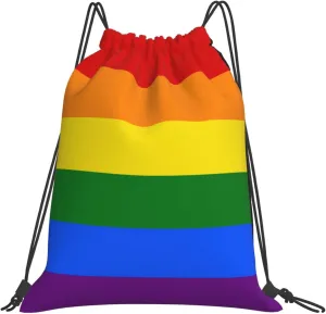Lgbt Flag Gay Pride Rainbow Unisex Drawstring Backpack Bag Sport Gym Dance Travel Sackpack One Size