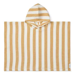 Liewood Paco White and Yellow Mellow Striped Bath Poncho Parent