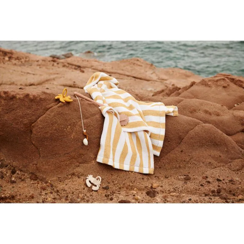 Liewood Paco White and Yellow Mellow Striped Bath Poncho Parent
