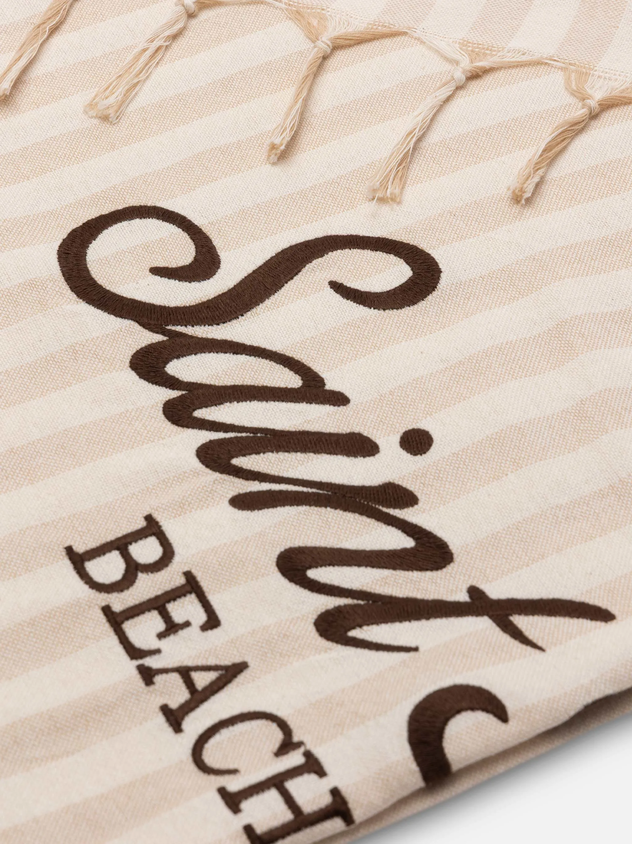 Light cotton Fouta beach towel with beige striped print
