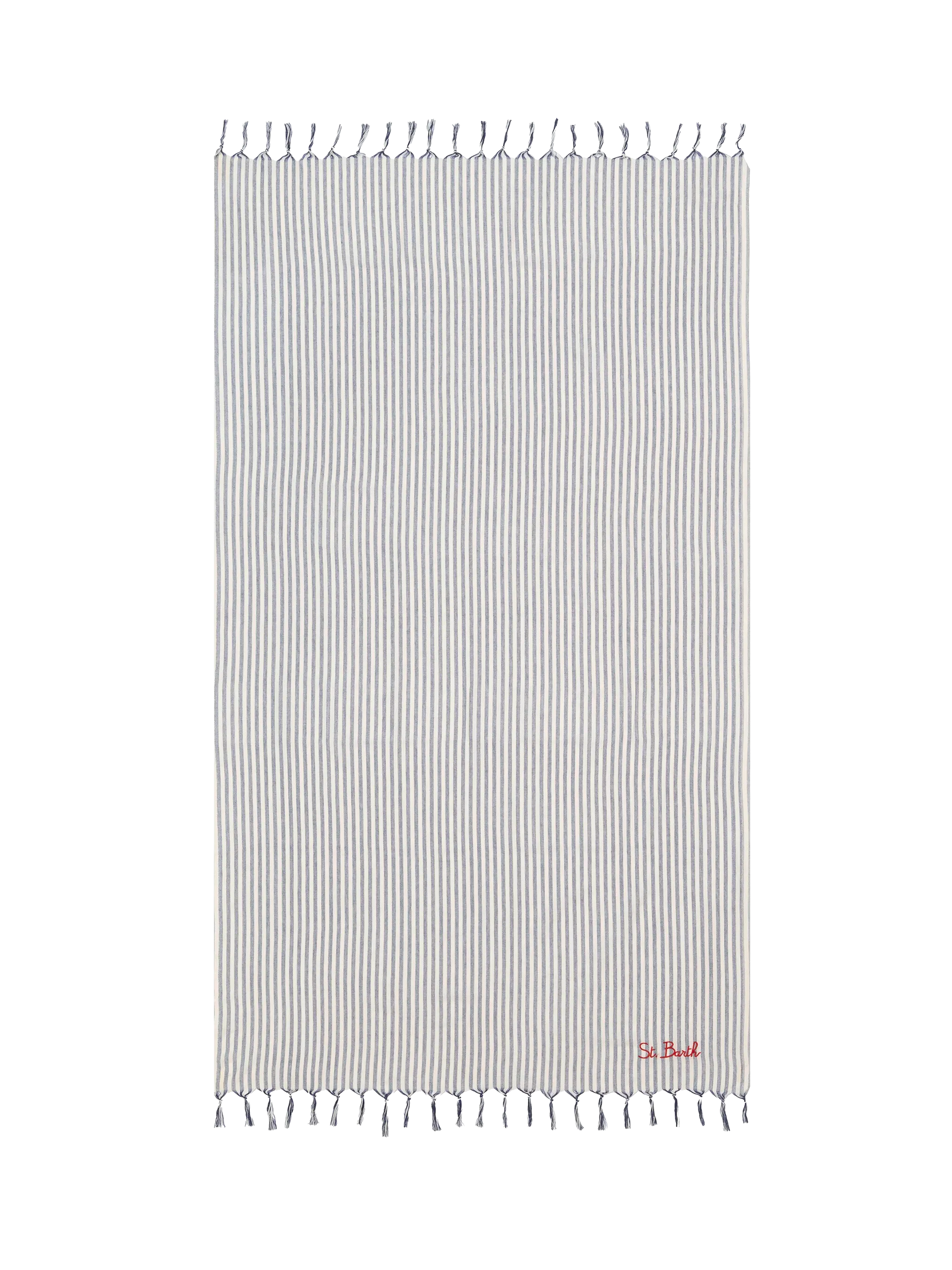 Light cotton Fouta beach towel with navy blue striped print