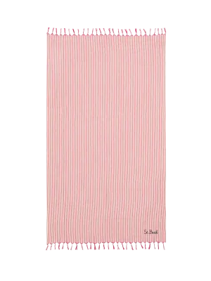 Light cotton Fouta beach towel with red  striped print