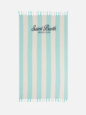 Light cotton Fouta beach towel with water green  striped print
