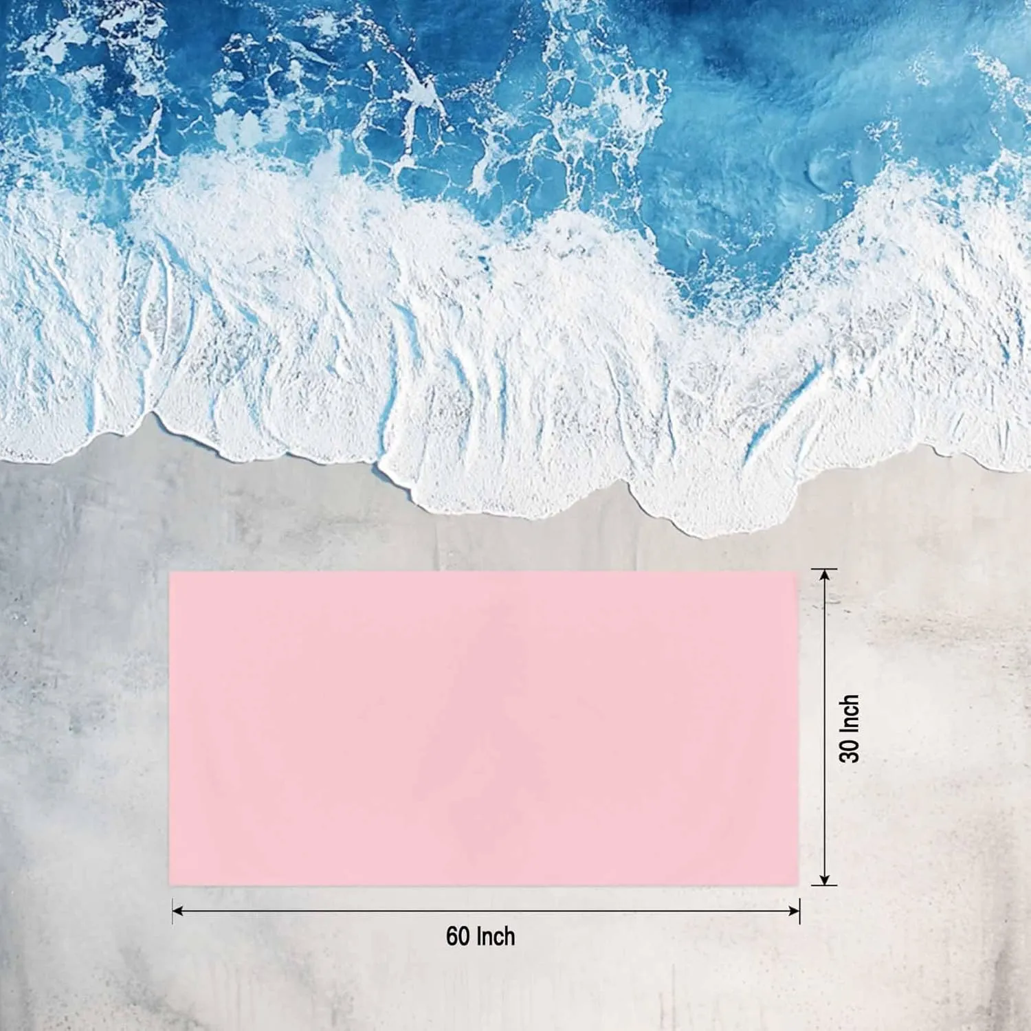 Light Pink Microfiber Sandproof Beach Towel for Pool Swimming, Pure Pink Solid Color Simple Minimalism Art Quick Dry Absorbent Soft Towels for Bath Camping Travel, Lightweight Breathable 30"x60"