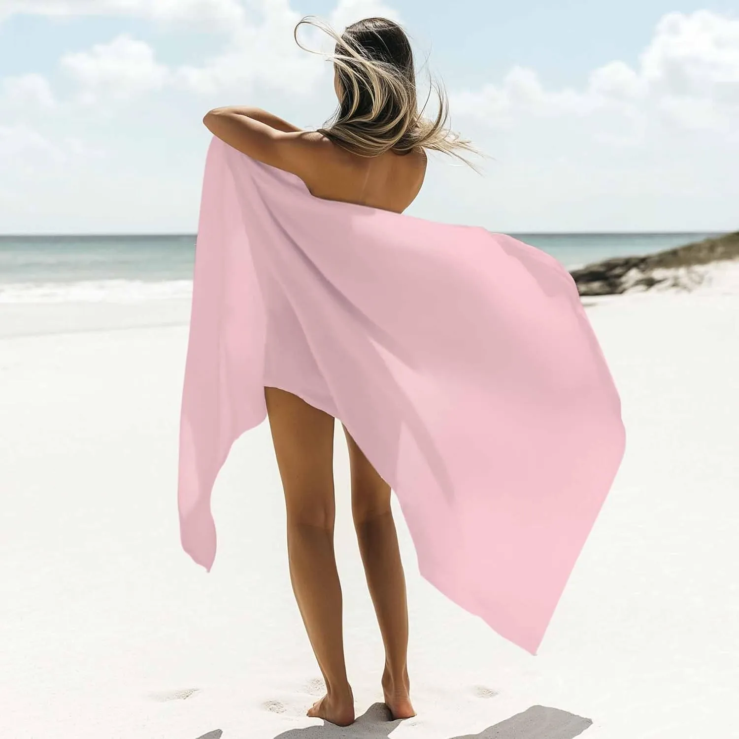 Light Pink Microfiber Sandproof Beach Towel for Pool Swimming, Pure Pink Solid Color Simple Minimalism Art Quick Dry Absorbent Soft Towels for Bath Camping Travel, Lightweight Breathable 30"x60"
