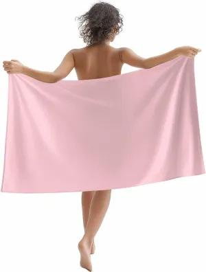 Light Pink Microfiber Sandproof Beach Towel for Pool Swimming, Pure Pink Solid Color Simple Minimalism Art Quick Dry Absorbent Soft Towels for Bath Camping Travel, Lightweight Breathable 30"x60"