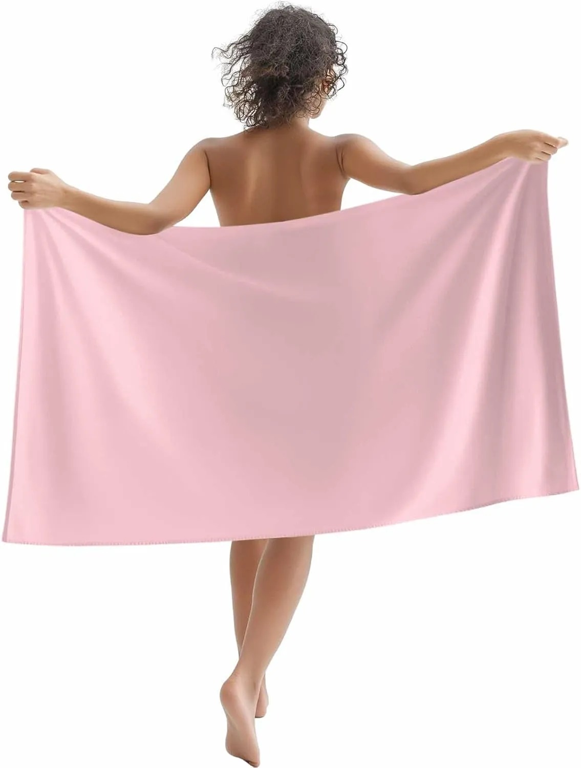 Light Pink Microfiber Sandproof Beach Towel for Pool Swimming, Pure Pink Solid Color Simple Minimalism Art Quick Dry Absorbent Soft Towels for Bath Camping Travel, Lightweight Breathable 30"x60"
