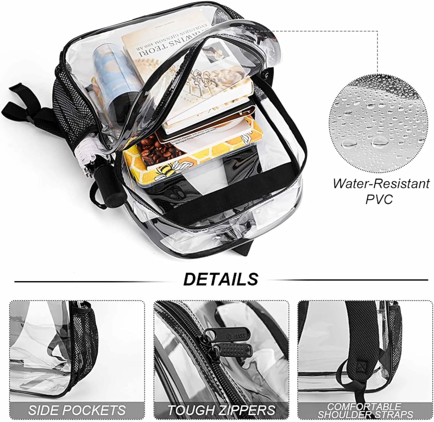 Lightweight Rucksack for Sports Travel Running - Big Capacity Multipurpose Transparent Bookbag, American Flag Eagles Wolf Art Travel and Sport Backpack Rucksack
