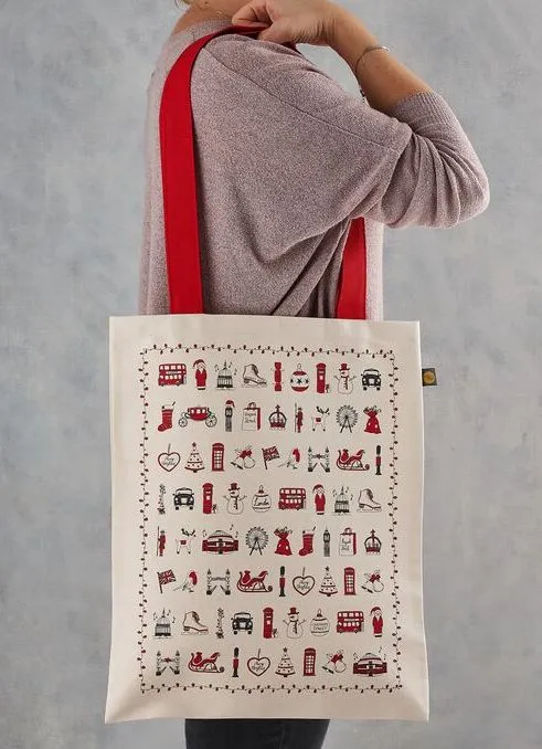 London Christmas Canvas Tote Bag