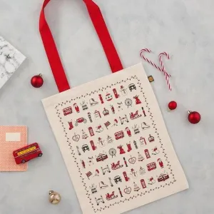 London Christmas Canvas Tote Bag