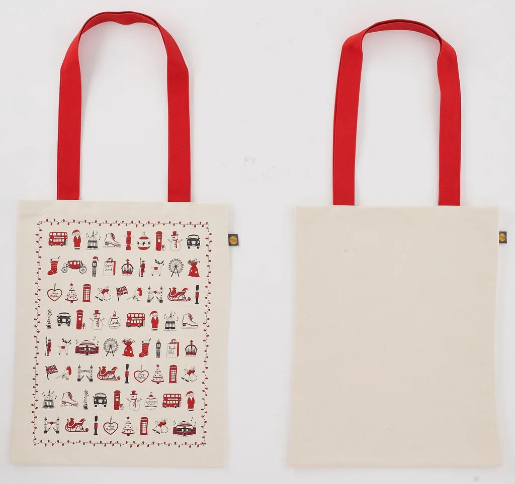 London Christmas Canvas Tote Bag