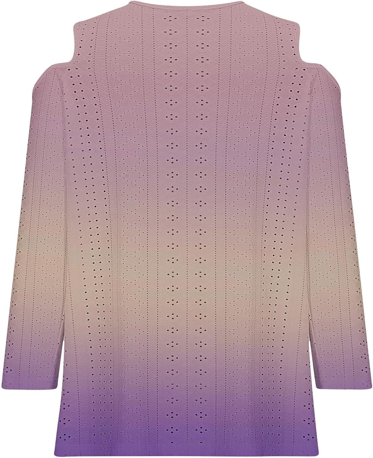 Long Shirts for Women Gradient Eyelet Cold Shoulder Crew Neck Fall Tee Shirts for Women 2024 Going Out Tops Casual
