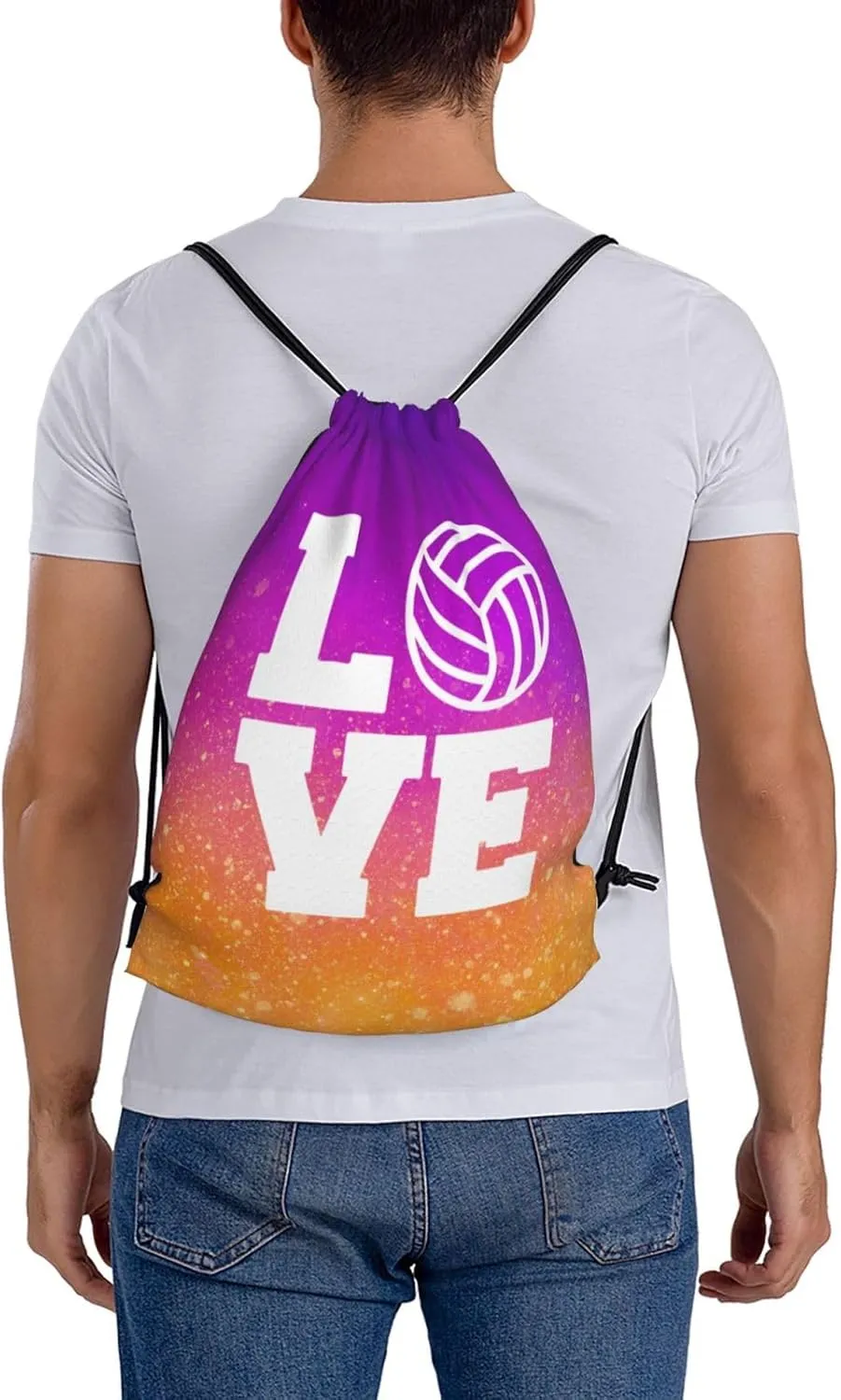 Love Volleyball Unisex Drawstring Backpack Bag Sport Gym Swim Travel Sackpack