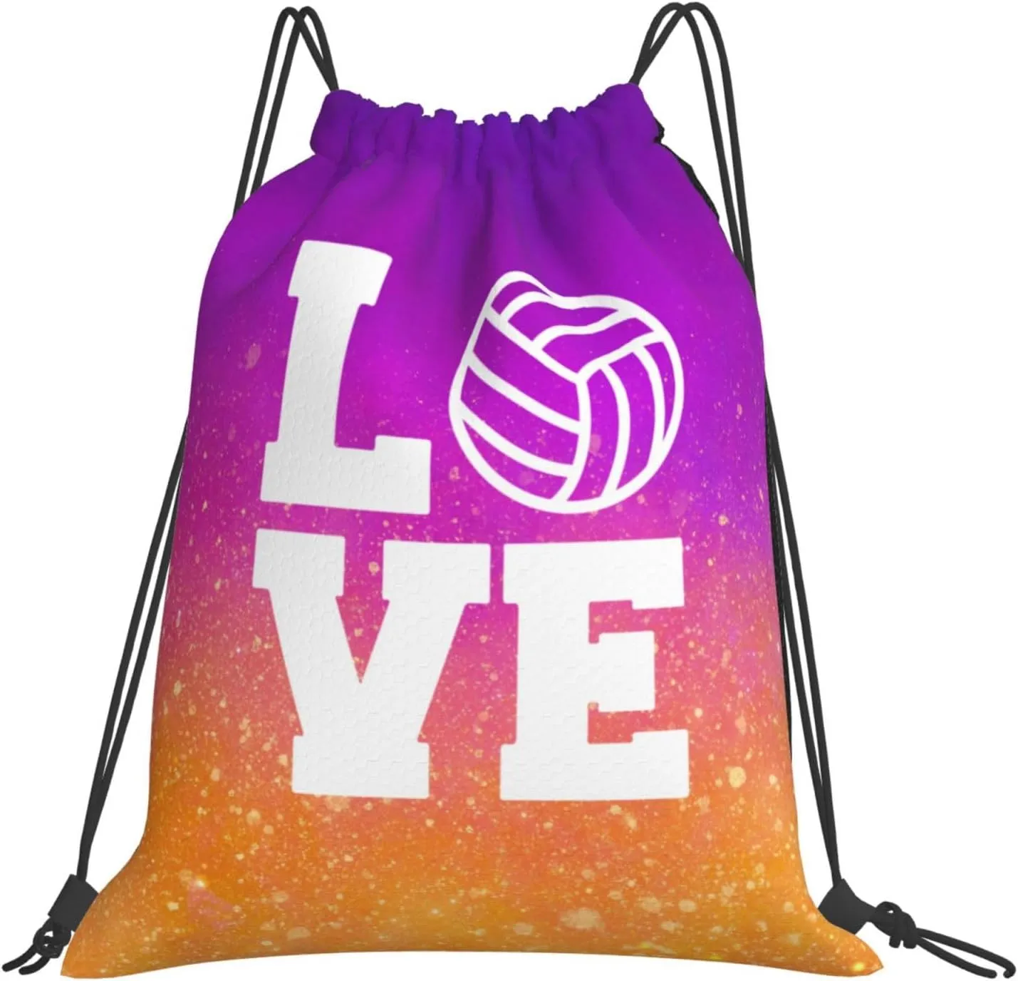 Love Volleyball Unisex Drawstring Backpack Bag Sport Gym Swim Travel Sackpack