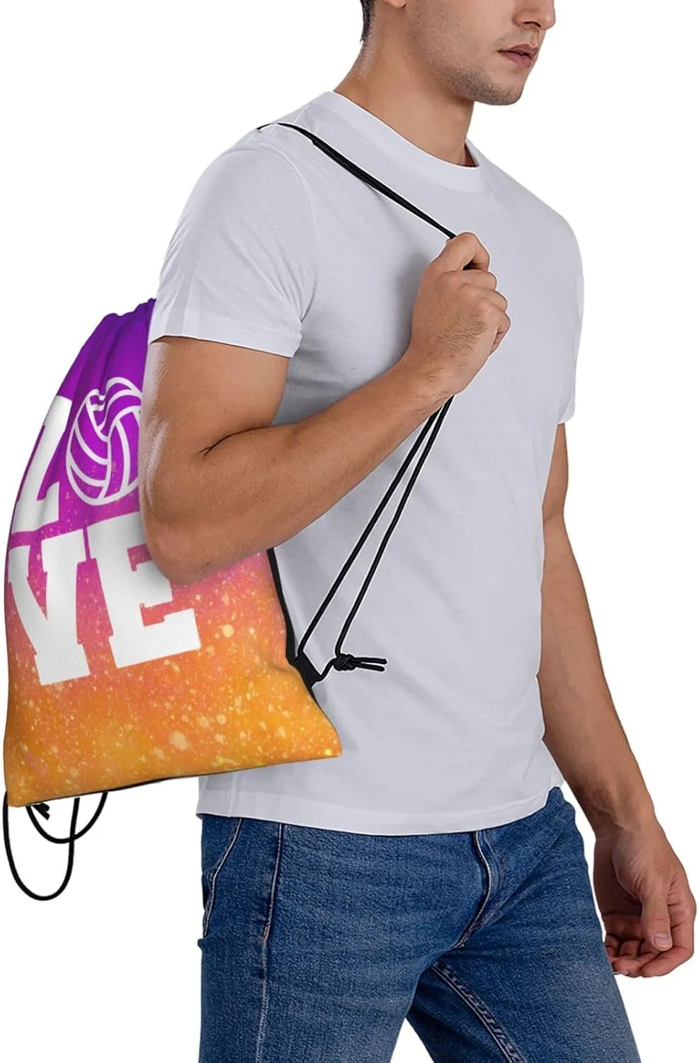 Love Volleyball Unisex Drawstring Backpack Bag Sport Gym Swim Travel Sackpack