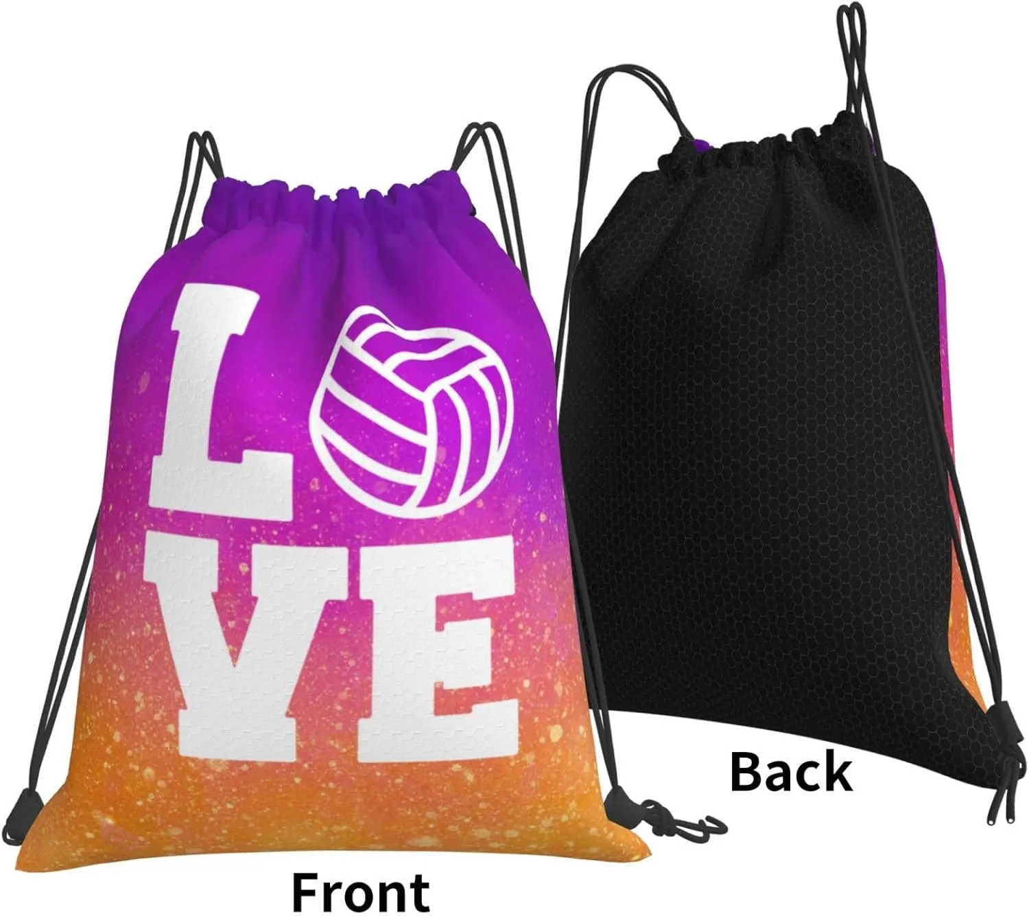 Love Volleyball Unisex Drawstring Backpack Bag Sport Gym Swim Travel Sackpack