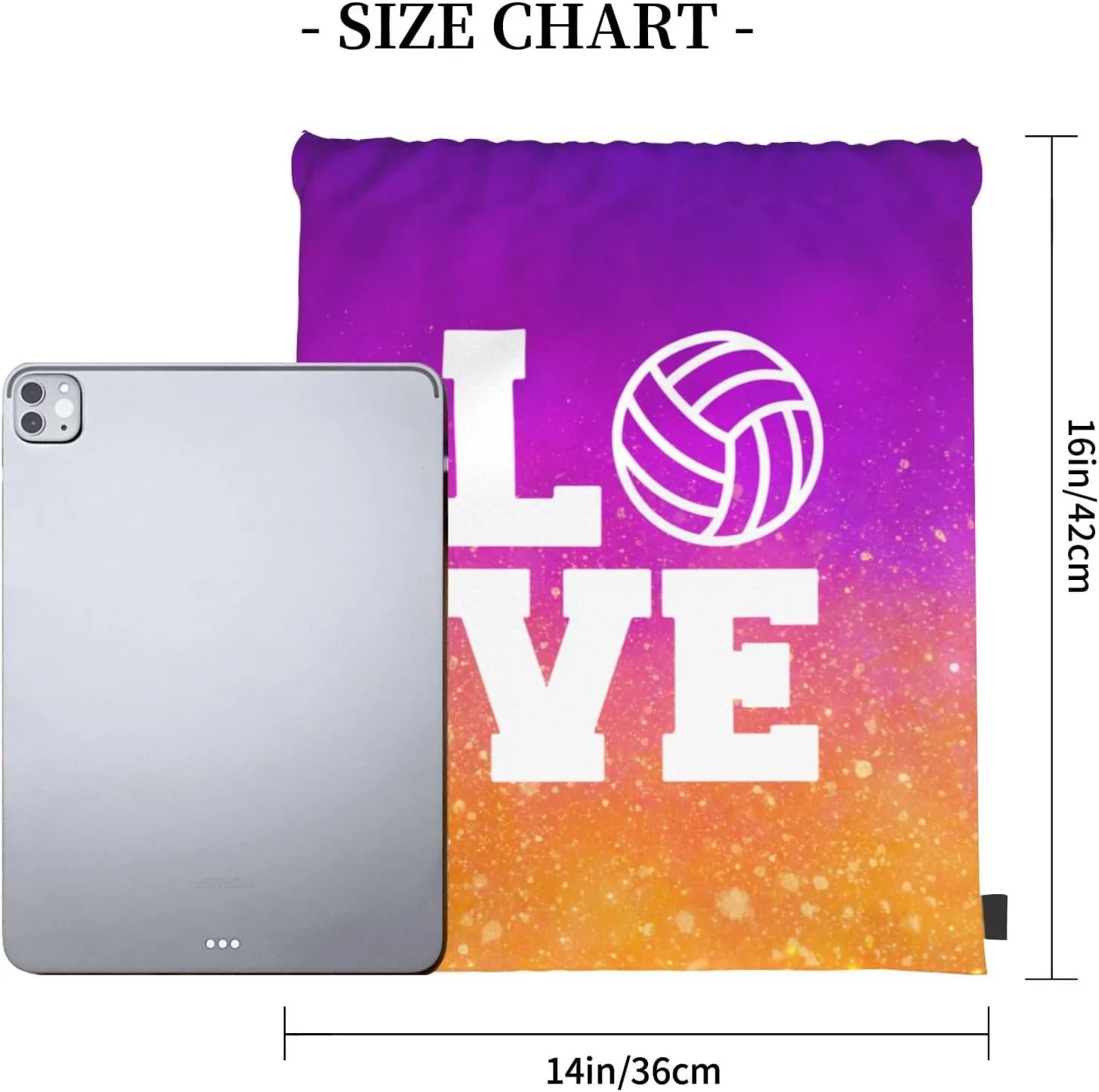 Love Volleyball Unisex Drawstring Backpack Bag Sport Gym Swim Travel Sackpack