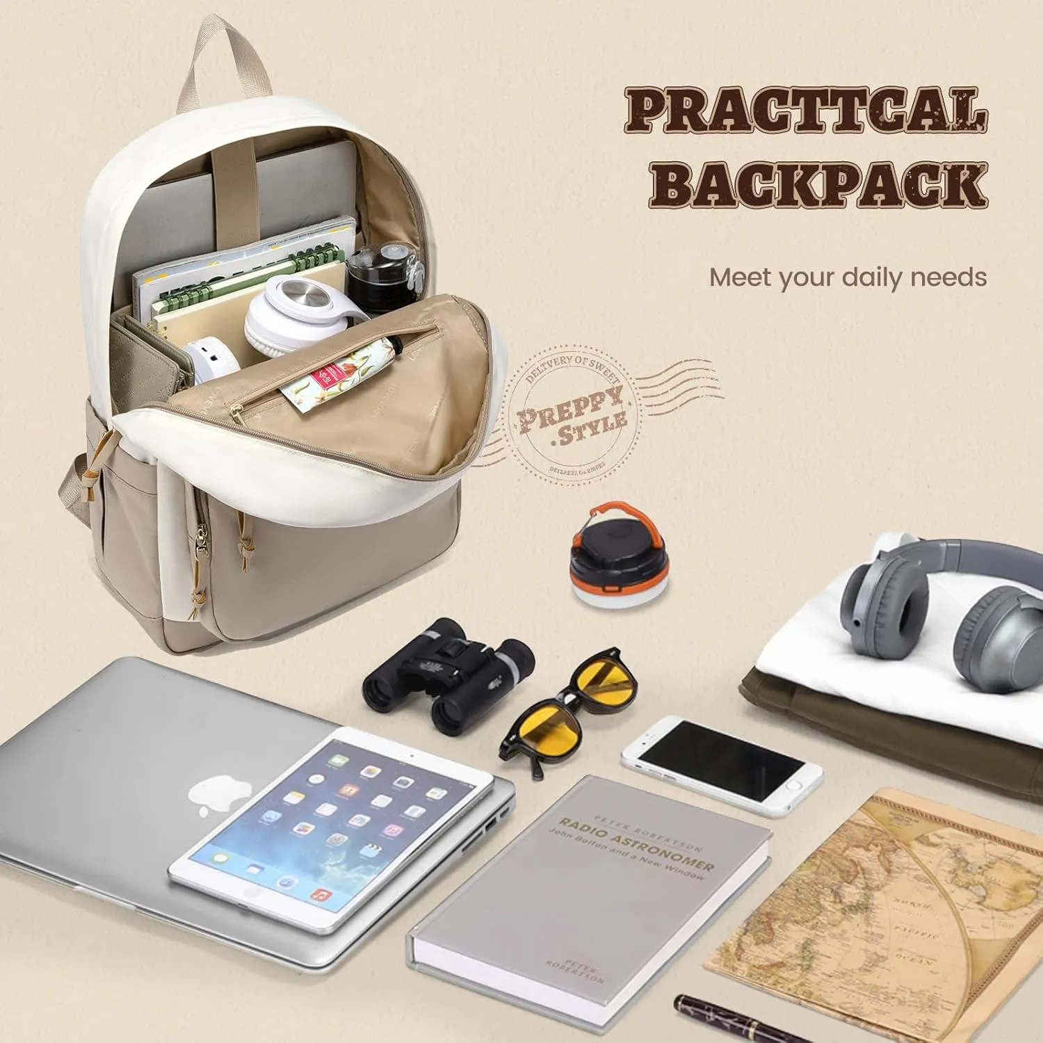 LOVEVOOK Classical School Backpack, Lightweight College Laptop Backpack, Water resistant Basic Bookbag Casual Daypack