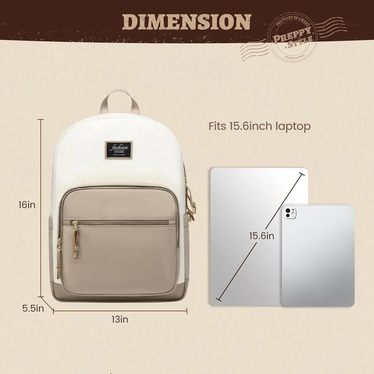 LOVEVOOK Classical School Backpack, Lightweight College Laptop Backpack, Water resistant Basic Bookbag Casual Daypack