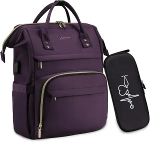 LOVEVOOK Travel Laptop Backpack, Water Resistant Nurse Backpack with Stethoscope Case, Durable Anti Theft College Computer Bag for Men & Women Fits 15.6
