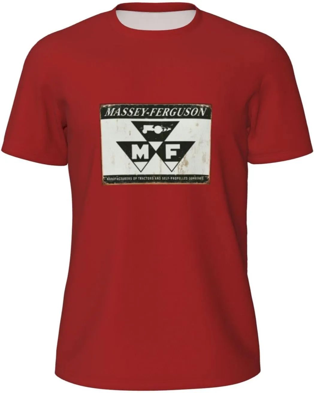 Lujzwop Flag of Massey Ferguson Tractors Men's Crew Neck T-Shirt, Dry Moisture Wicking, Breathable Mesh Short Sleeve