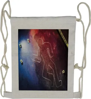 Lunarable Police Scene Drawstring Backpack, Chalk Outline Evidence, Sackpack Bag