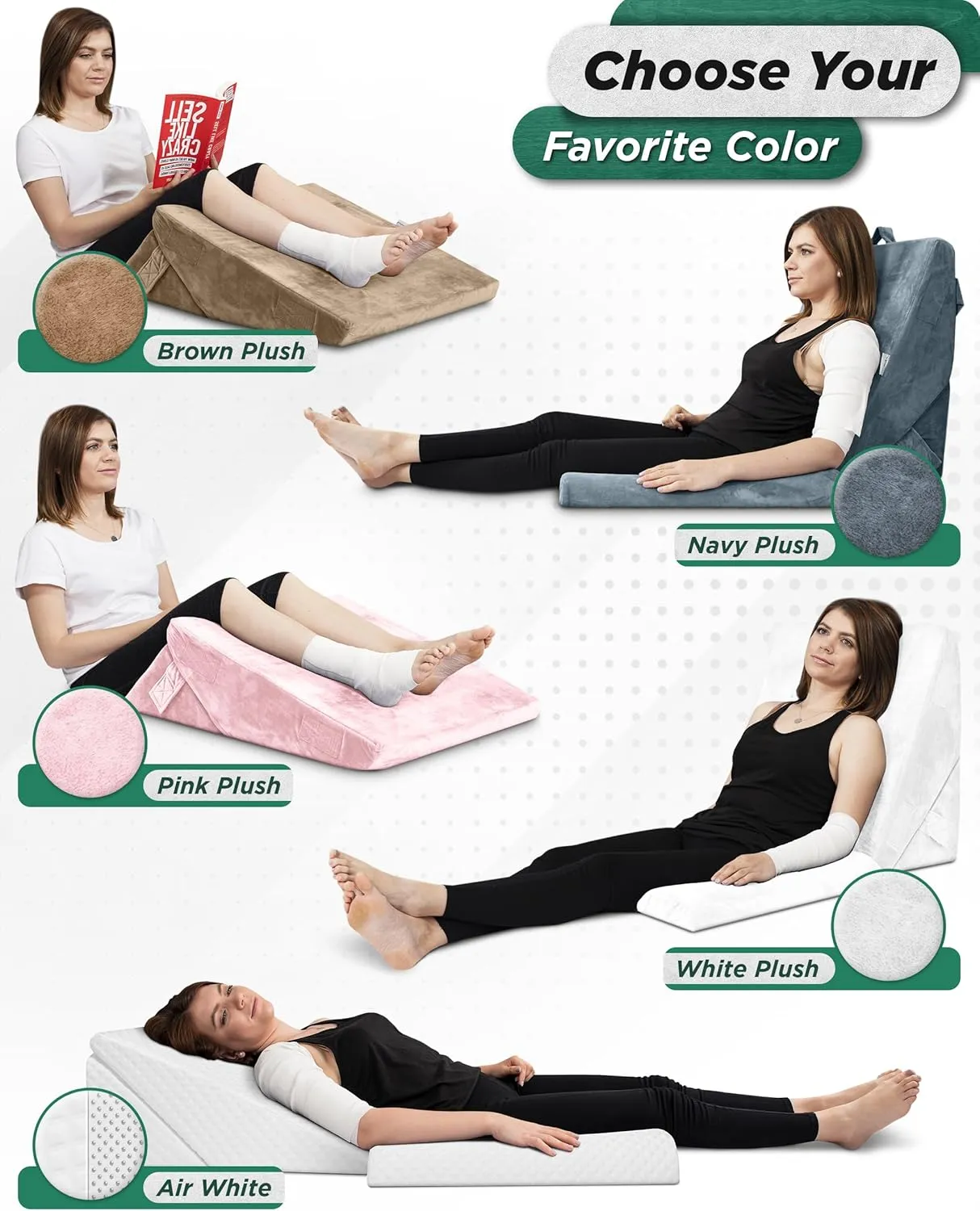 Lunix Replacement Cover for LX6 3pcs Wedge Pillow Set, Foam not Included - Pink Plush