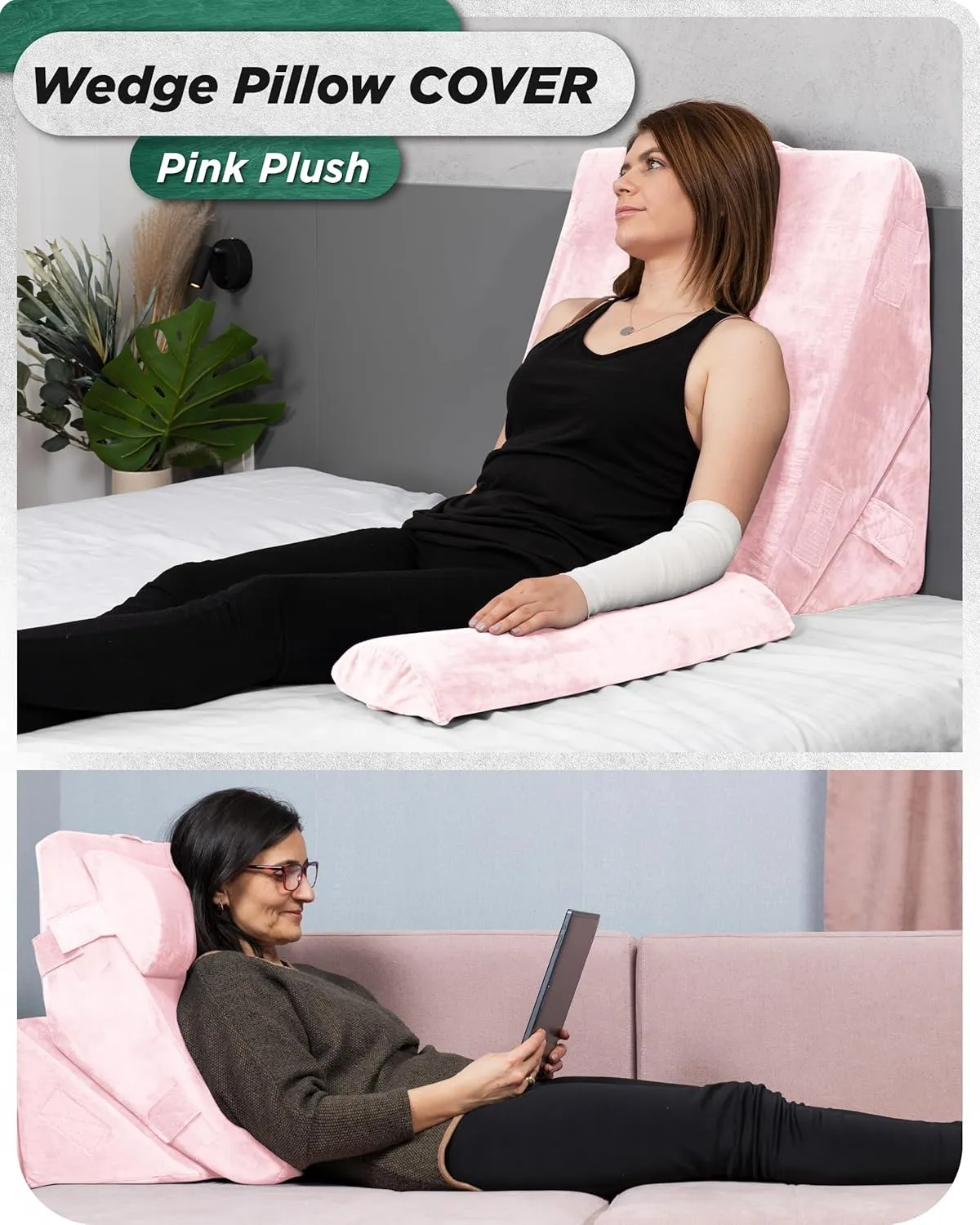 Lunix Replacement Cover for LX6 3pcs Wedge Pillow Set, Foam not Included - Pink Plush