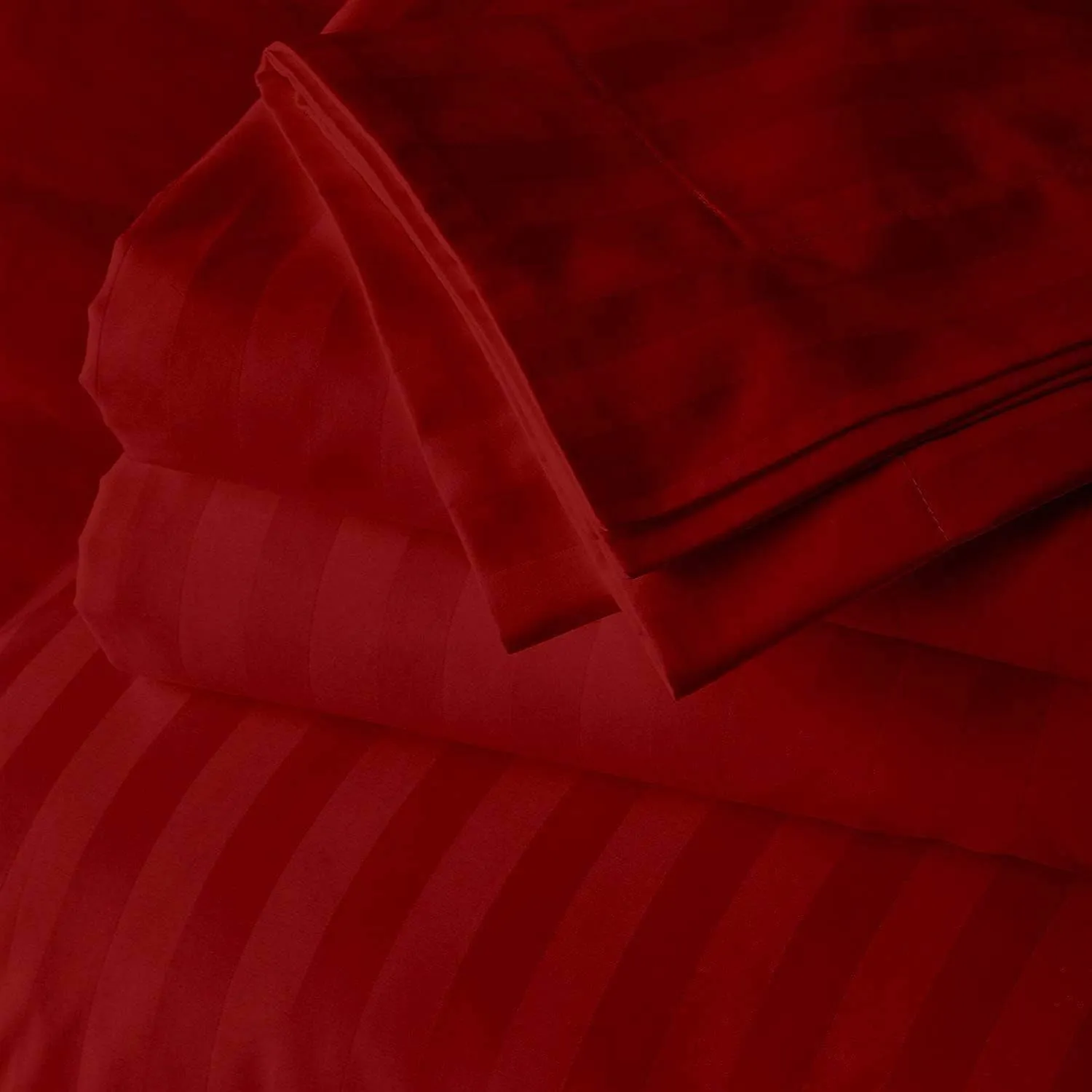 Luxurious 800 Thread Count 100% Egyptian Cotton 4-PCs Bed Sheet Set, Easily Fit up to 19-24" Inch Deep Pocket Stripe Pattern (Twin XL, Burgundy)