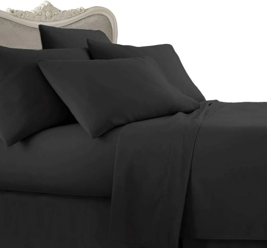 Luxurious BLACK Solid / Plain, CALIFORNIA KING Size. EIGHT (8) Piece GOOSE DOWN Comforter BED IN A BAG Set. 1000 Thread Count Ultra Soft Single-Ply 100% Egyptian Cotton. INCLUDES 4pc BED SHEET Set, 3pc DUVET SET & GOOSE DOWN Comforter