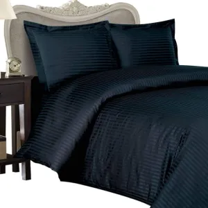 Luxurious NAVY Damask Stripe, QUEEN Size. EIGHT (8) Piece GOOSE DOWN Comforter BED IN A BAG Set. 1000 Thread Count Ultra Soft Single-Ply 100% Egyptian Cotton. INCLUDES 4pc BED SHEET Set, 3pc DUVET SET & GOOSE DOWN Comforter