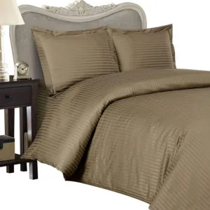 Luxurious TAUPE Damask Stripe, KING Size. EIGHT (8) Piece DOWN ALLTERNATIVE Comforter BED IN A BAG Set. 1200 Thread Count Ultra Soft Single-Ply 100% Egyptian Cotton. INCLUDES 4pc BED SHEET Set, 3pc DUVET SET & DOWN ALLTERNATIVE Comforter