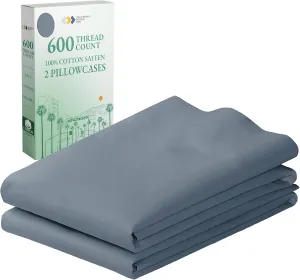 Luxuriously Soft Hotel Quality 600 Thread Count, 100% Cotton Set of 2 Cases, Crisp & Cool Standard Pillow Cases Set of 2 Fits Standard & Queen Pillows (Pastel Blue)