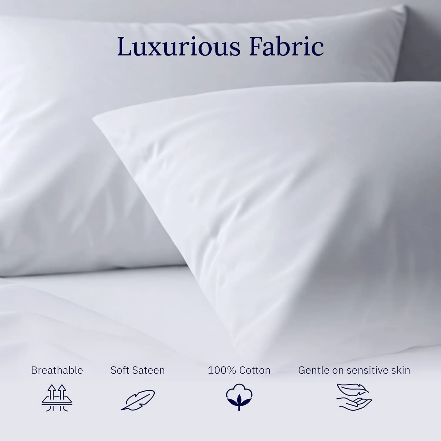 Luxuriously Soft Hotel Quality 600 Thread Count, 100% Cotton Set of 2 Cases, Crisp & Cool Standard Pillow Cases Set of 2 Fits Standard & Queen Pillows (Pastel Blue)
