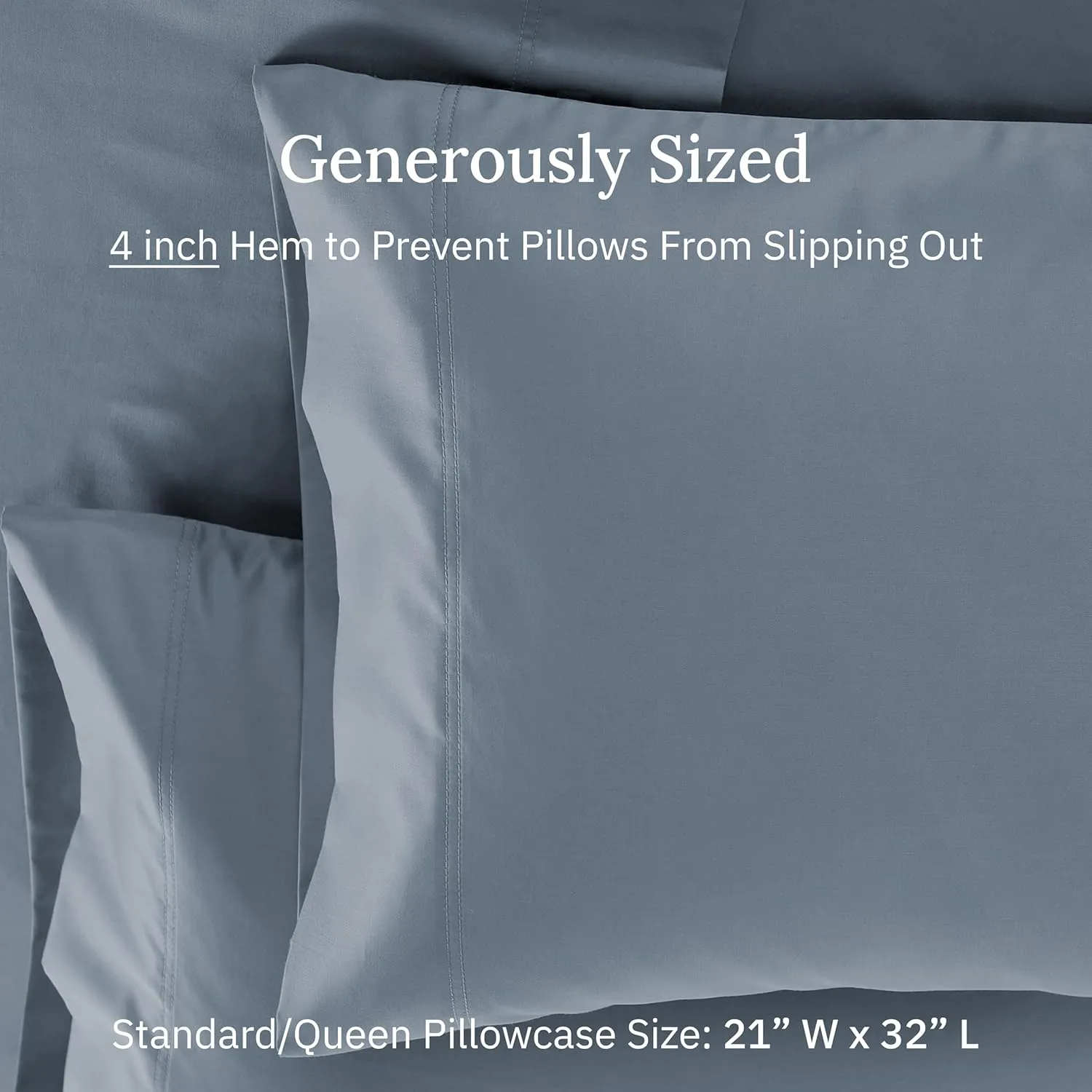 Luxuriously Soft Hotel Quality 600 Thread Count, 100% Cotton Set of 2 Cases, Crisp & Cool Standard Pillow Cases Set of 2 Fits Standard & Queen Pillows (Pastel Blue)