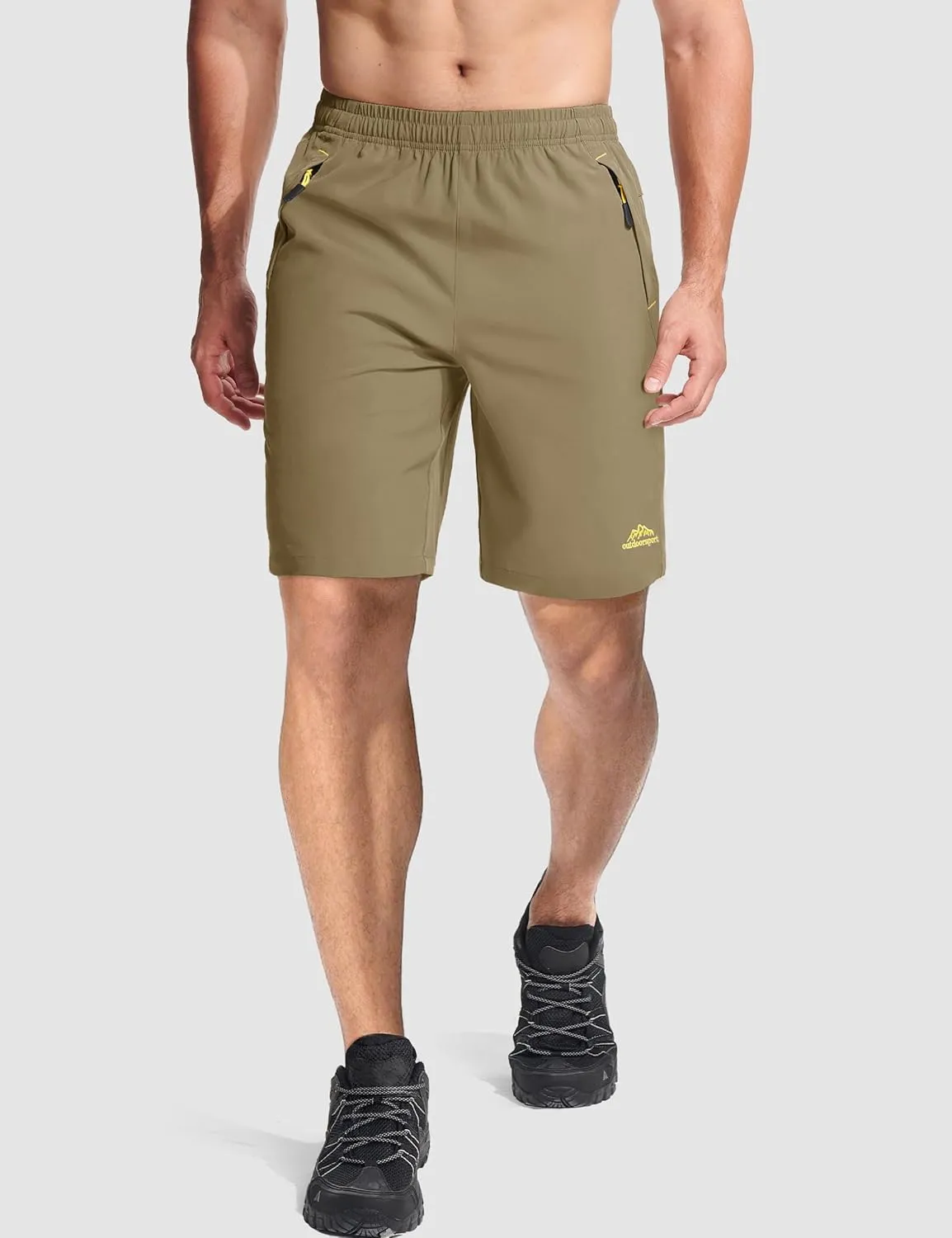 MAGCOMSEN Men's Athletic Running Shorts 9" Quick Dry Lightweight Sport Workout Hiking Gym Shorts with Zipper Pockets