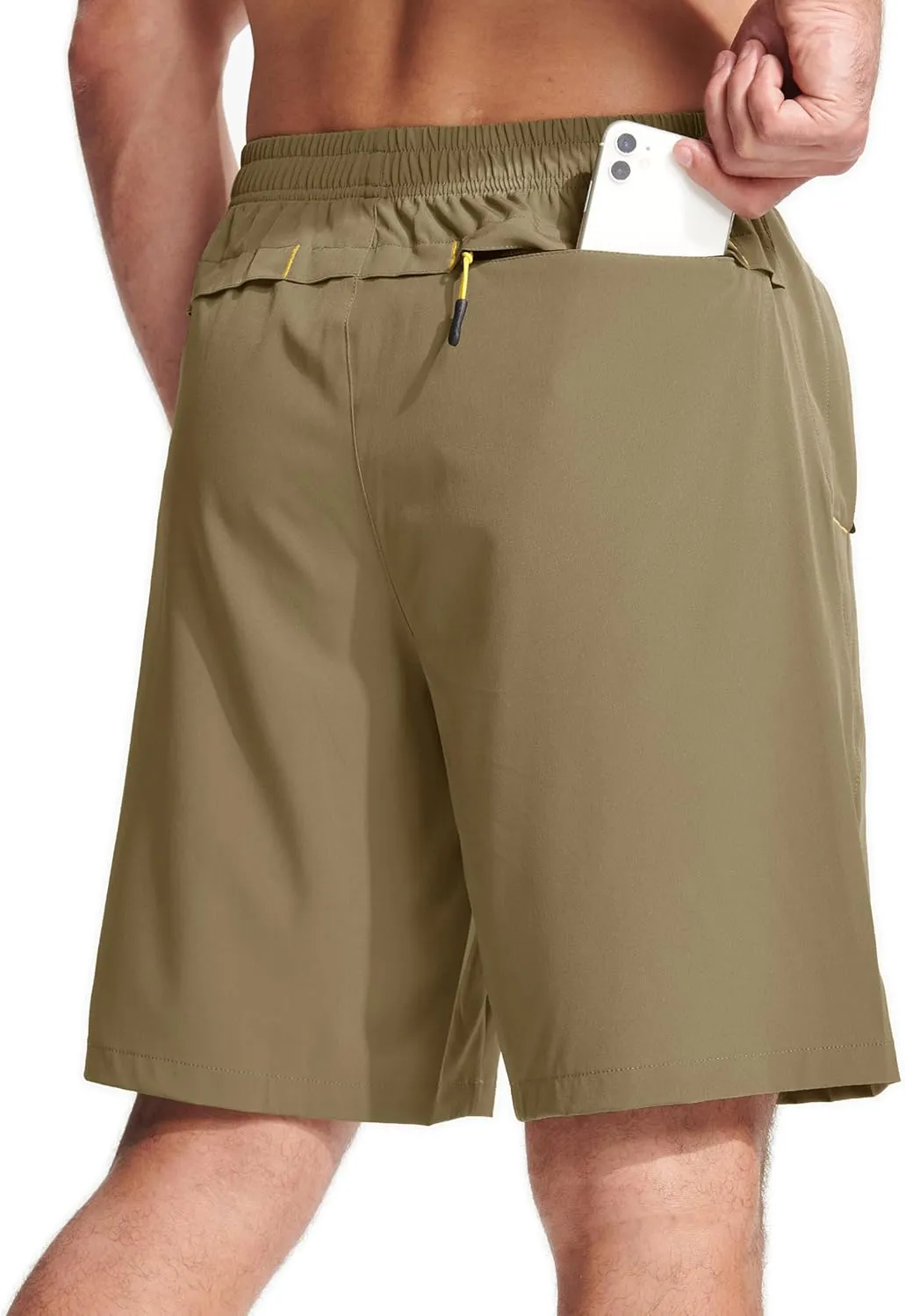 MAGCOMSEN Men's Athletic Running Shorts 9" Quick Dry Lightweight Sport Workout Hiking Gym Shorts with Zipper Pockets