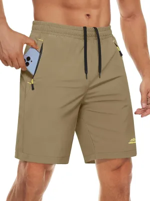 MAGCOMSEN Men's Athletic Running Shorts 9" Quick Dry Lightweight Sport Workout Hiking Gym Shorts with Zipper Pockets