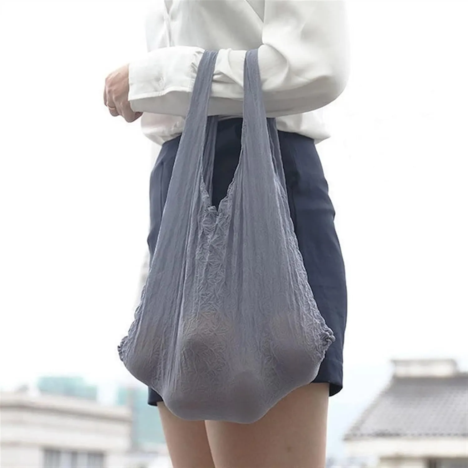 Magic Expansion Fold Pleated Flexible Stretch Mini Bag Large Capacity Bubble Elastic Paddy Portable Shopping Handbag Tote (Color : 04)